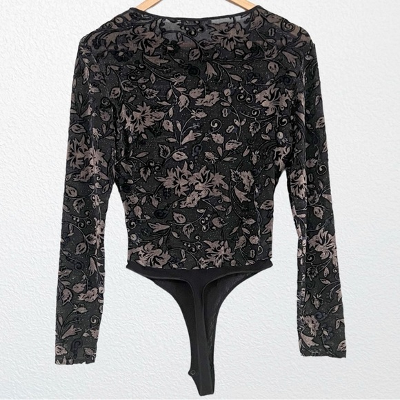 Cosabella Velvet Burnout Metallic Mesh Bodysuit SZ M Black - Picture 6 of 8